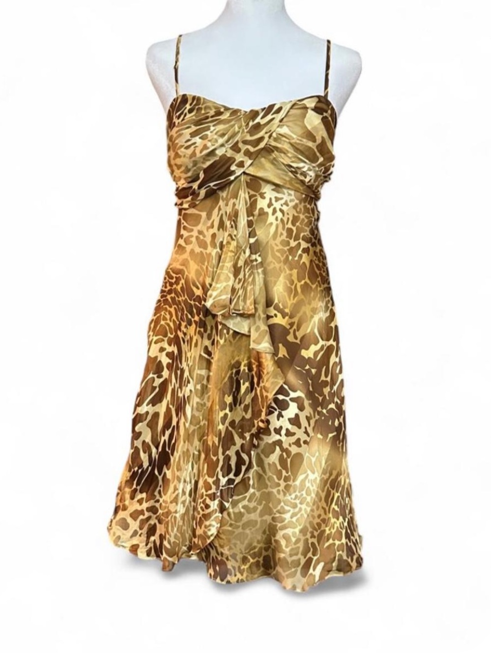 Cache animal print silk babydoll slip dress